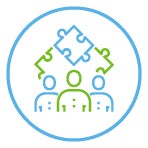 icon puzzle pieces with people