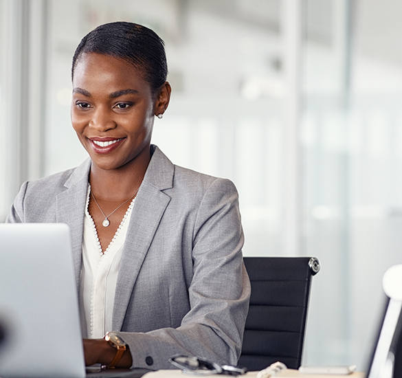 woman attending webinar
