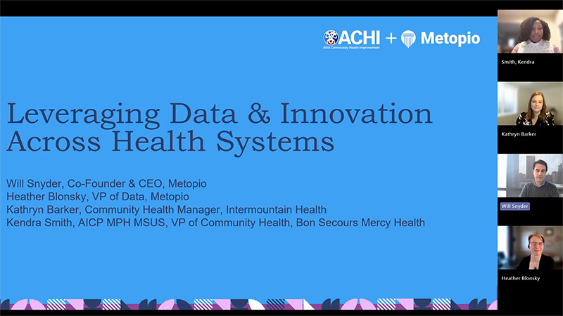 Metopio's Sponsored Webinar: Now What? Strategically Deploying Your Community Health Data - ACHI Sponsorship Opportunities